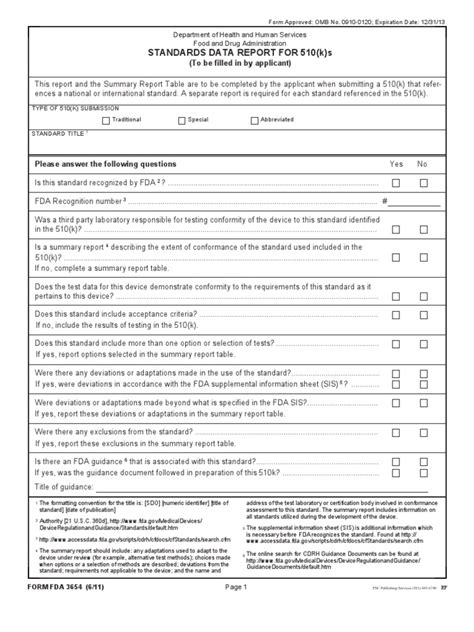 fda forms|fda form 3654.
